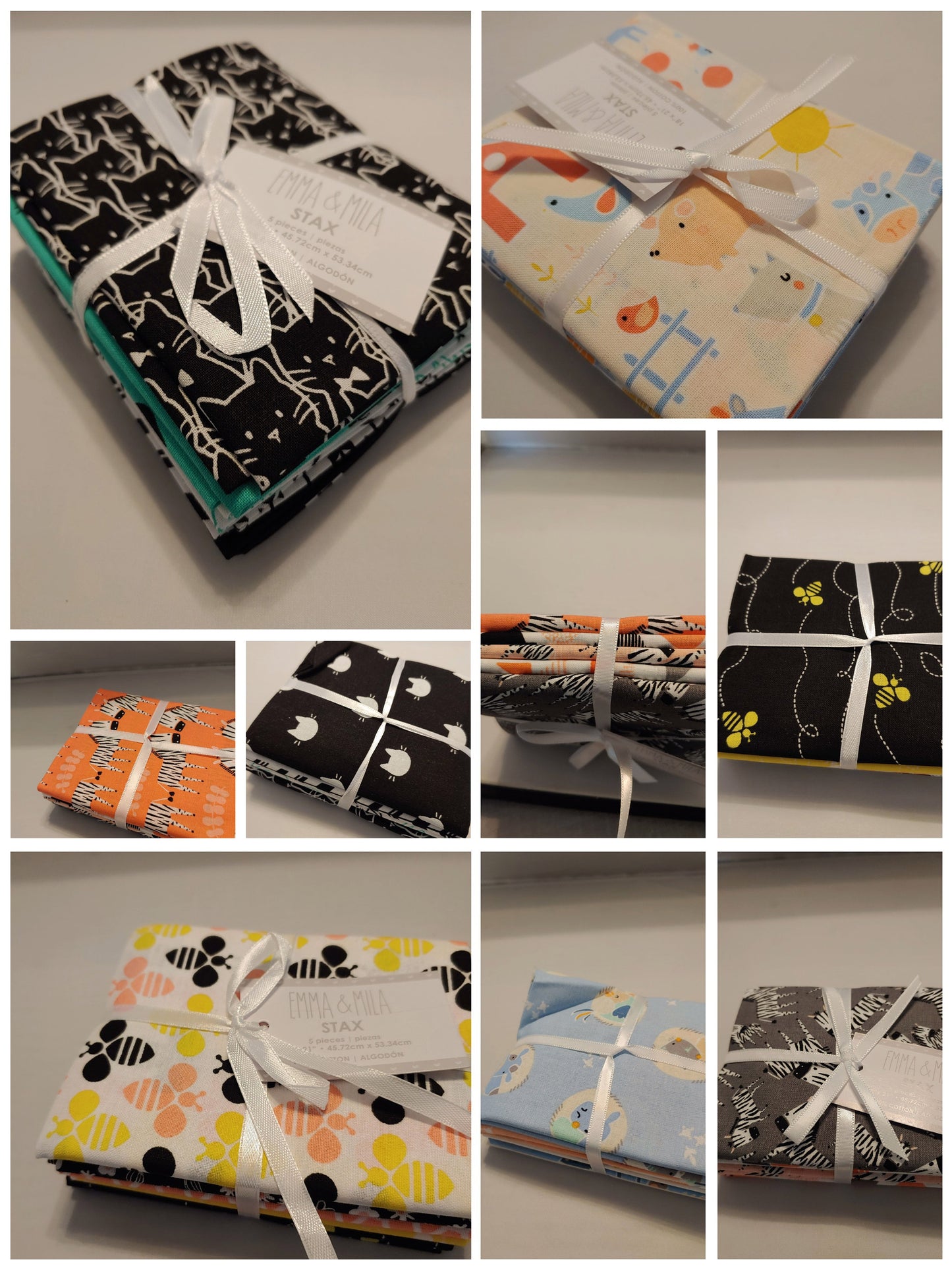 Fat quarters, 5 piece fat quarter set, gift for the sewer, quilting fabric, craft fabric bundles, 100% cotton, shades of Zebra print