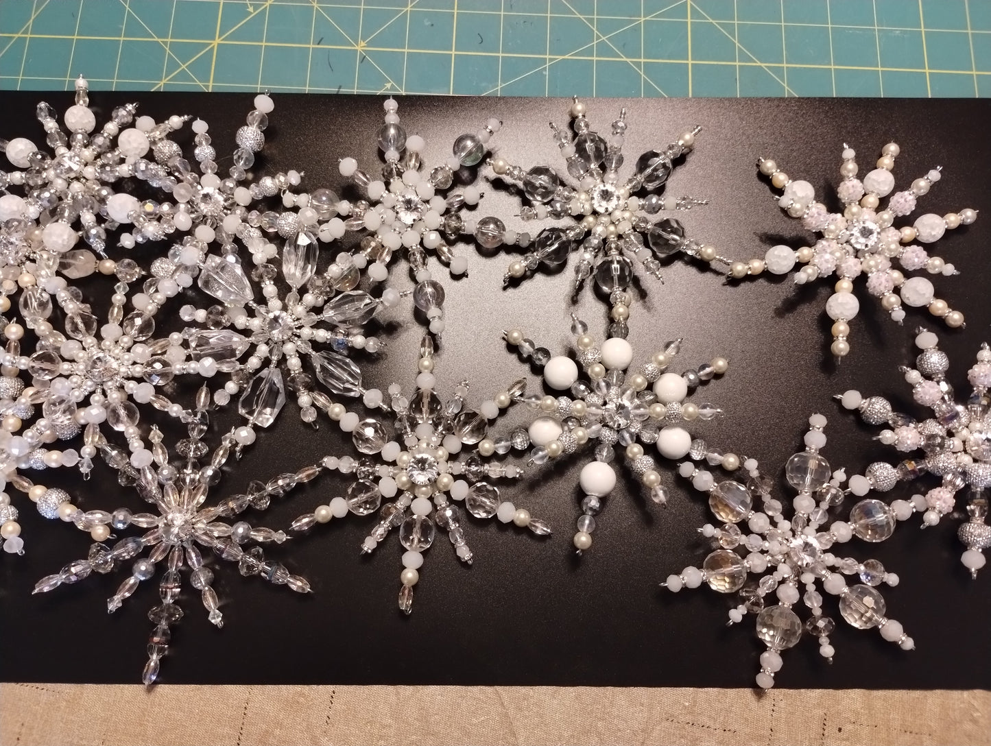 Crystal and, glass bead, large snowflakes, tree ornament, window décor, suncatcher, holiday decoration