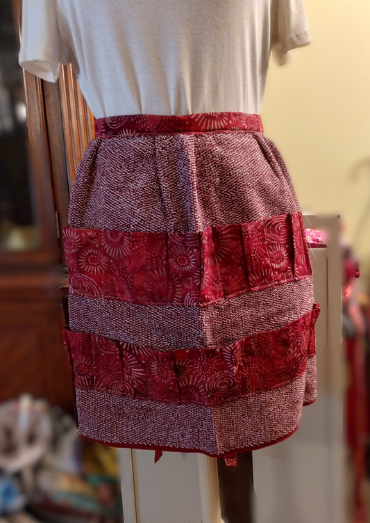 terry egg gathering apron, &nbsp;crafting apron, terry pocket apron, gardening apron, &nbsp;versatile apron, cranberry pockets, gift for her,