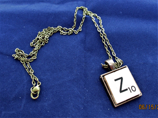 SCRABBLE INITIAL Z NECKLACE with chain