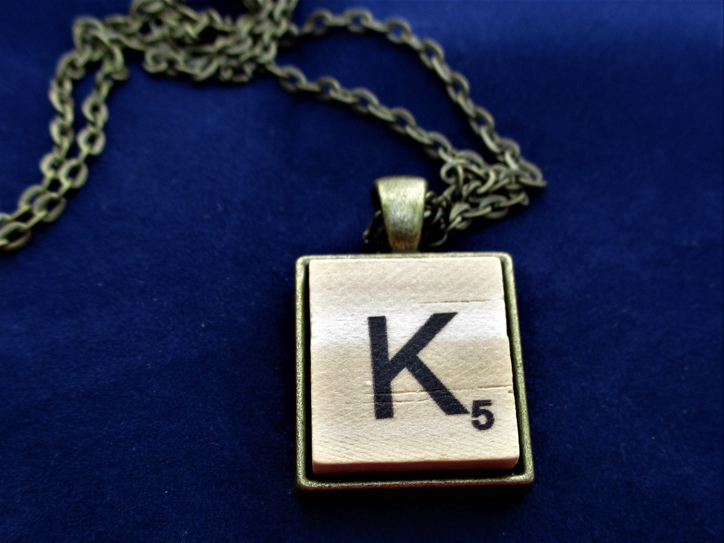 SCRABBLE INITIAL K NECKLACE with chain