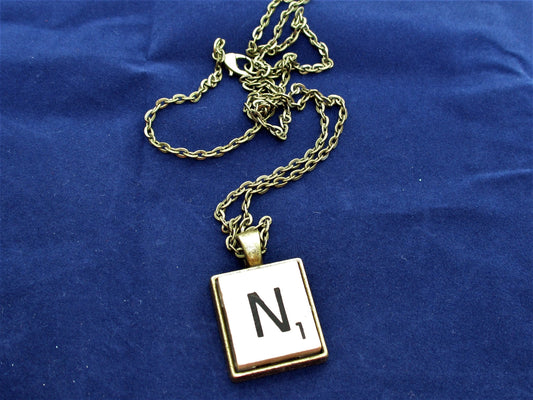 SCRABBLE INITIAL N NECKLACE with chain