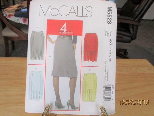 McCALL'S SKIRT PATTERN  ax5 (4-6-8-10-12) new condition uncut