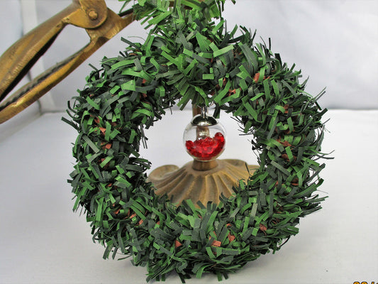 CHRISTMAS WREATH ORNAMENT with red ornament charm