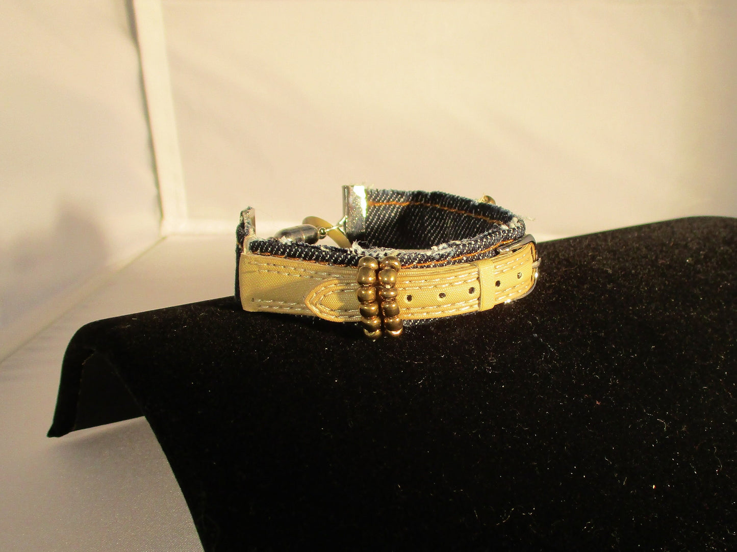 DENIM AND LEATHER upcyycled bracelet yellow