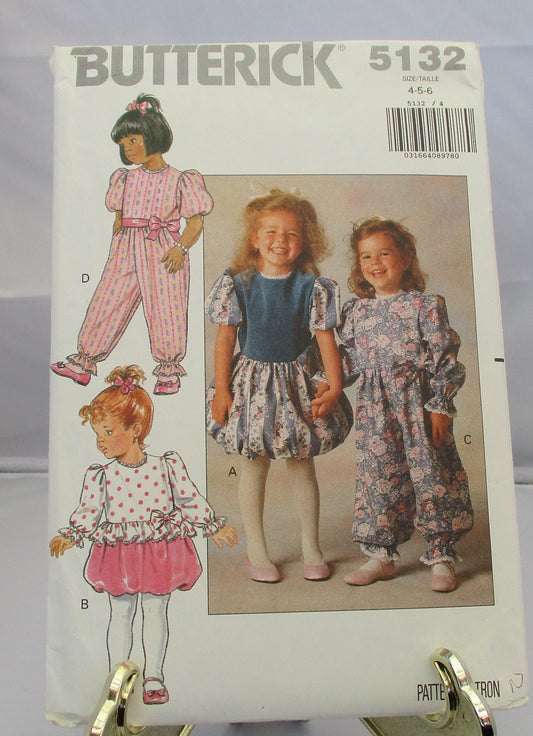 BUTTERICK toddlers & children's dress and party pants  pattern new uncut sizes 4-6  #5132