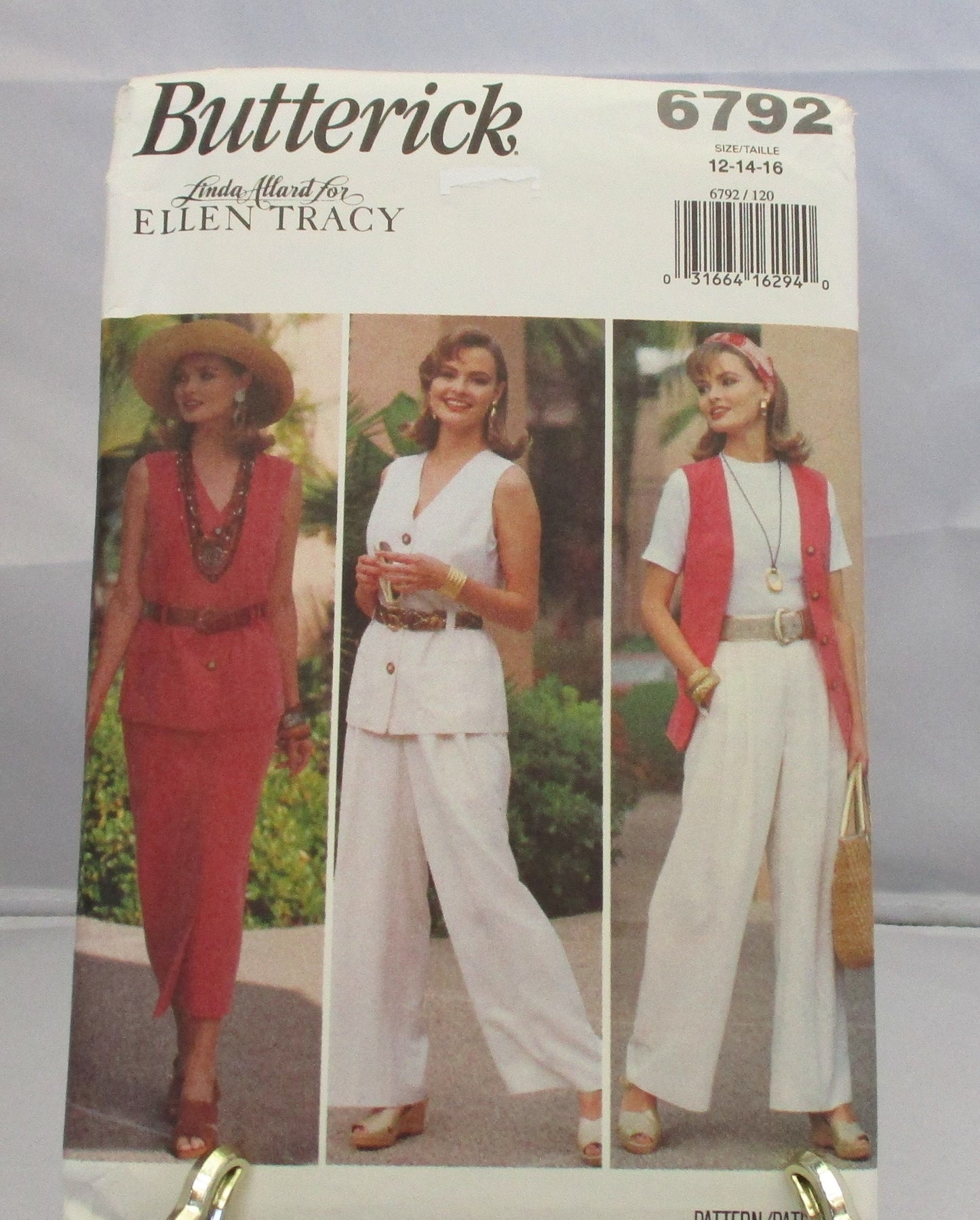 BUTTERICK LINDA ALLARD for Ellen Tracy  misses top, skirt and pants  pattern  uncut size 12-16  #6792