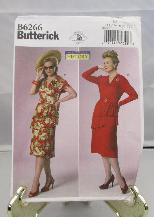 BUTTERICK history costume dress  pattern  uncut size 6-14  #6266