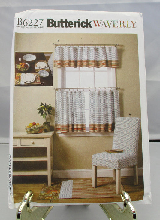 BUTTERICK KITCHEN ITEMS chair cover,  curtians, valance  pattern  uncut one size   #6227