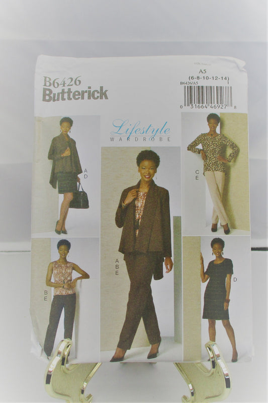 BUTTERICK LIFESTYLE WARDROBE petite jacket,top, tunic, dress and pants pattern  uncut size 6-14  #6426