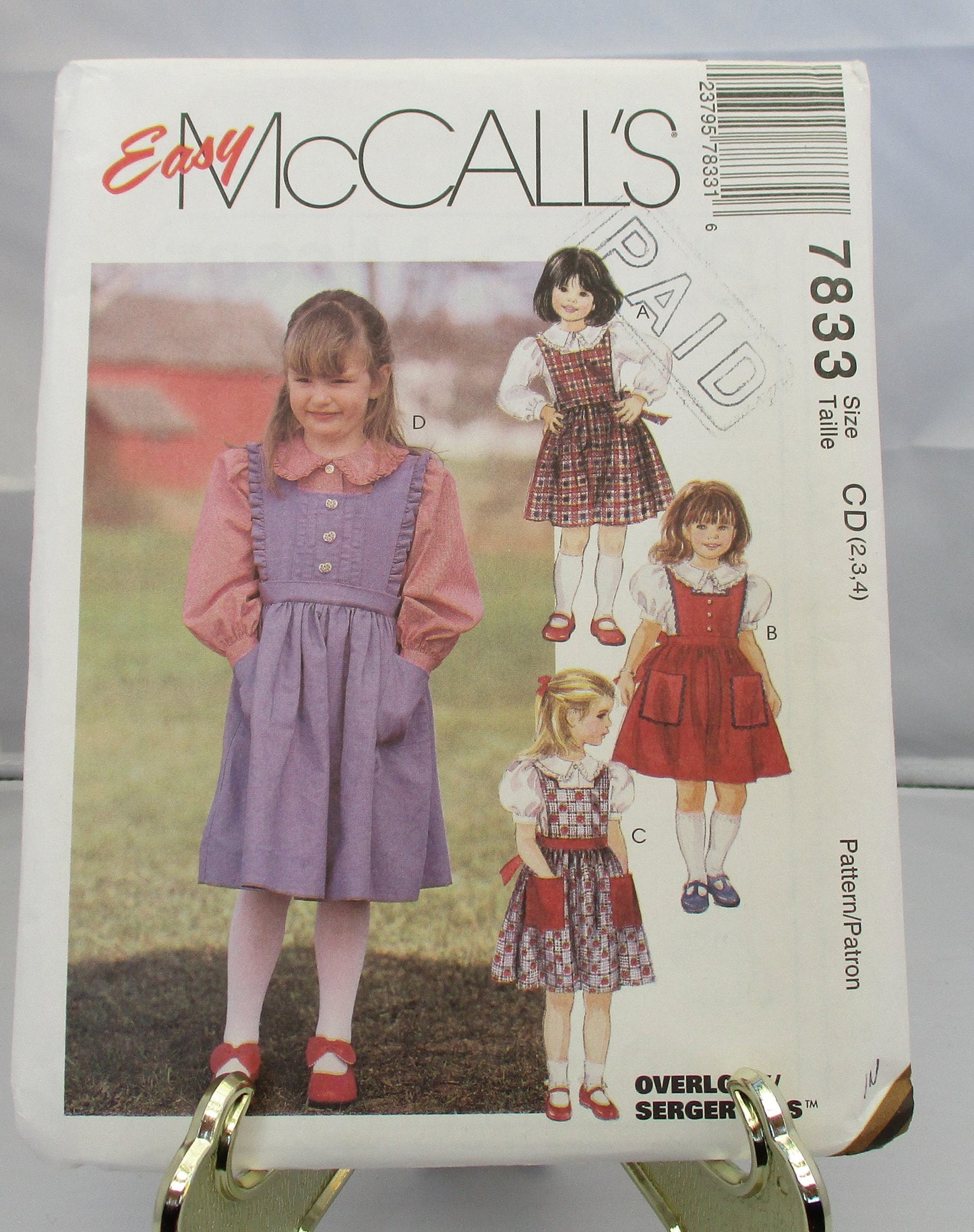 McCALL'S  CHILDREN's jumper and blouse pattern new uncut size 2,3,4  #7833