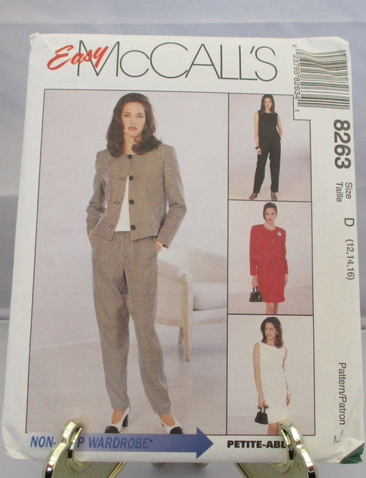 McCALL'S  PETITE-ABLE non-stop wardrobe lined jacket, dress or top, pants and skirt  pattern new uncut size 12-16  #8263