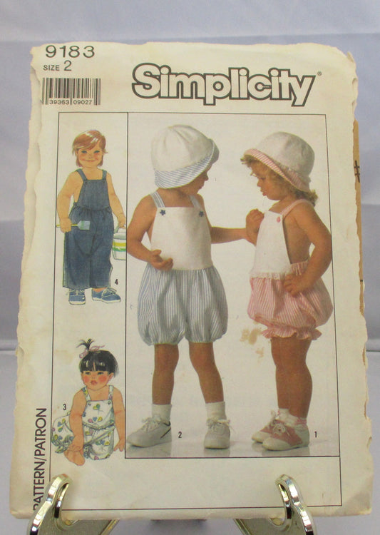 SIMPLICITY TODDLERS  overalls  romper, and hat  pattern new uncut size 2  #9183