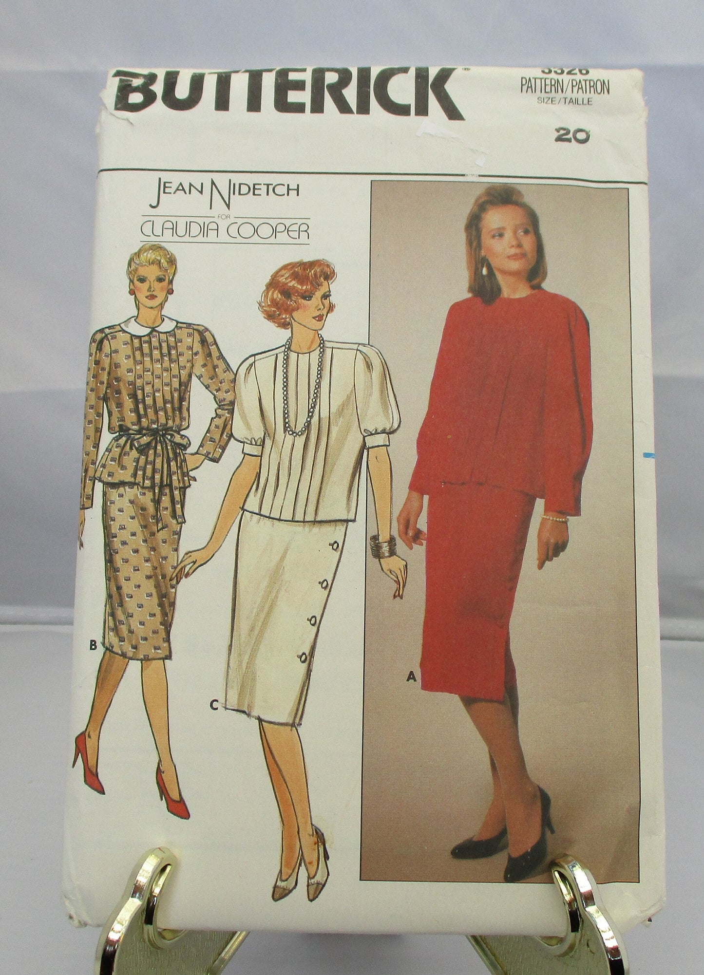 BUTTERICK JEAN NIDETCH for Claudia Cooper misses 2 piece dress and belt  pattern  uncut size 20  #3326