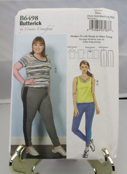 BUTTERICK CONNIE CRAWFORD top and pants  pattern  uncut size X sm -  Xlg  #6498