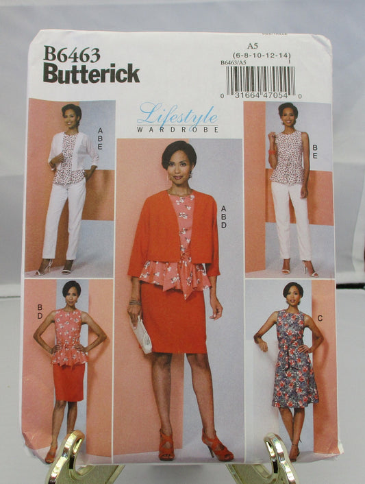 BUTTERICK LIFESTYLE WARDROBE jacket, top, dress, skirt and pants pattern uncut sizes 6 to 14 #6463