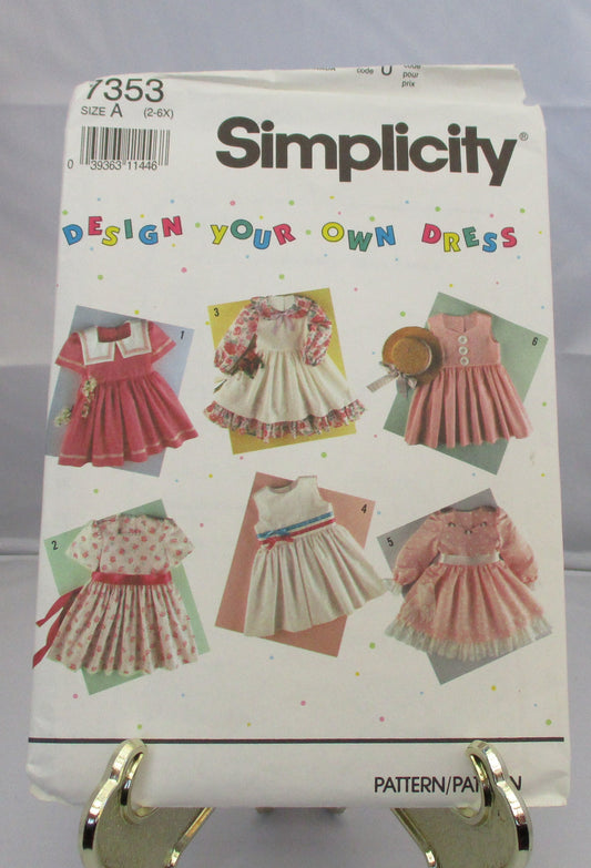 SIMPLICITY DESIGN your own DRESS pattern new uncut size  2-6X  #7353