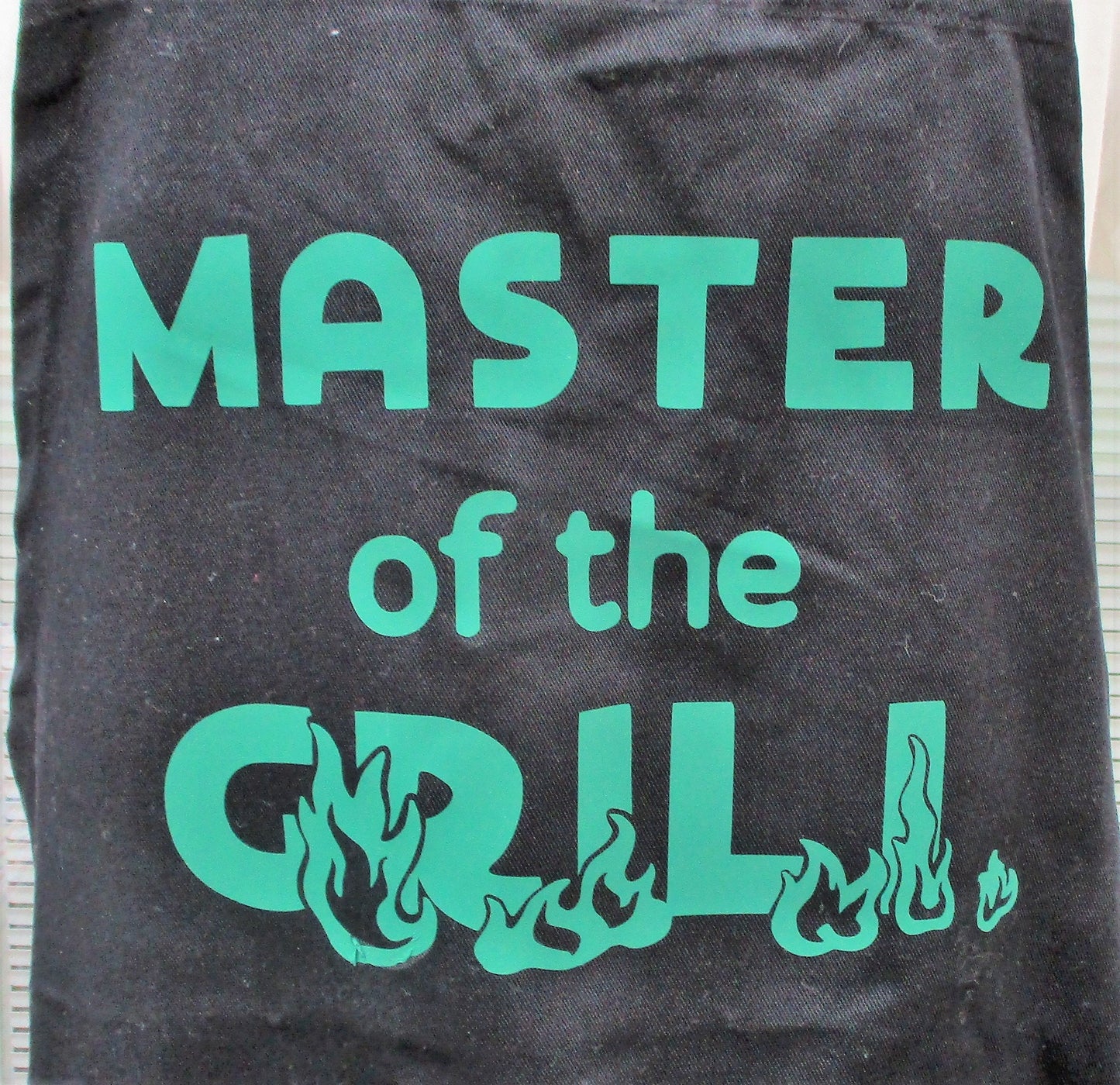 BBQ GRILLING APRON master of the grill green.  with removable hot pad and hand towel