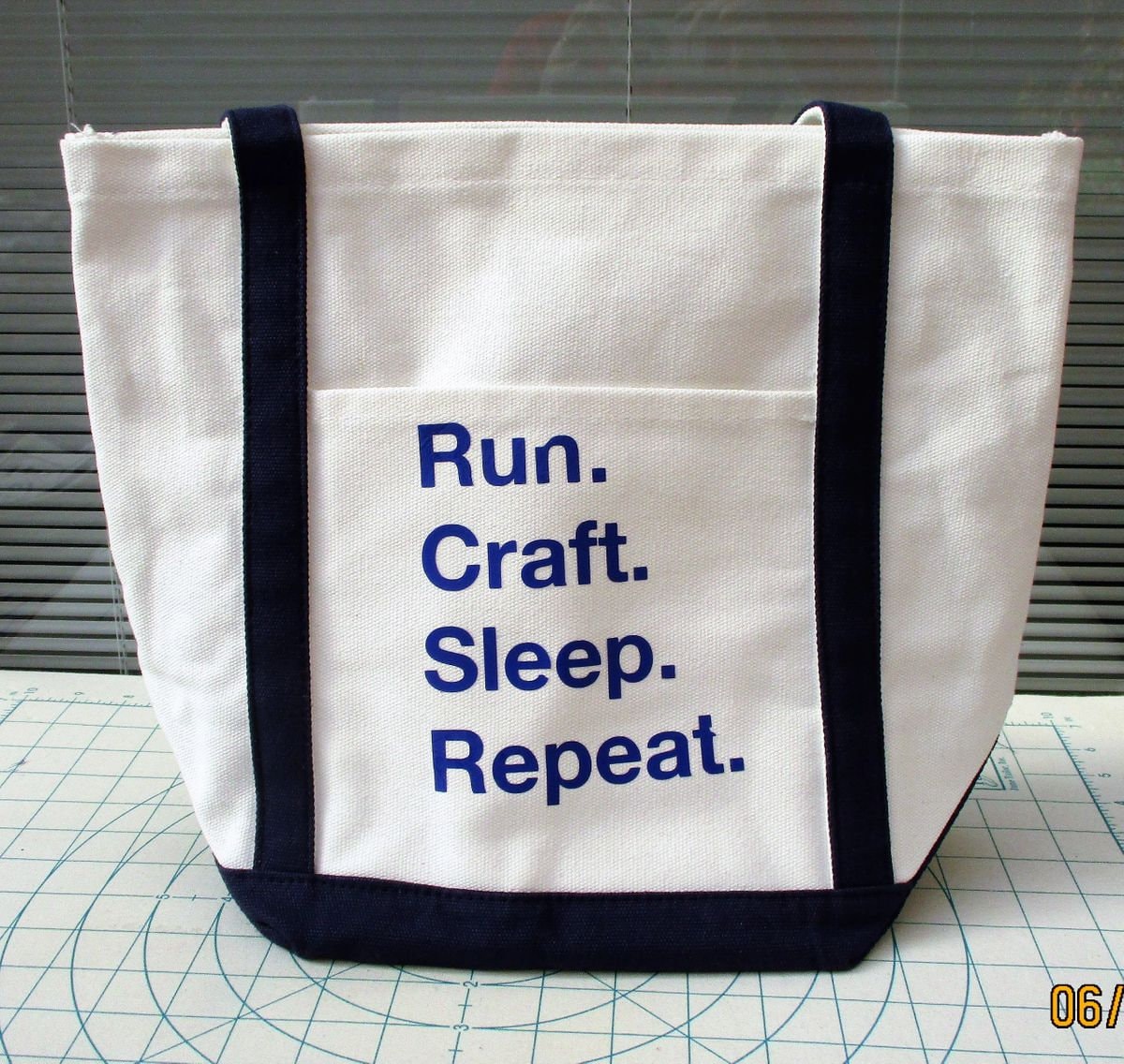 CANVAS TOTE BAG I can and I will navy