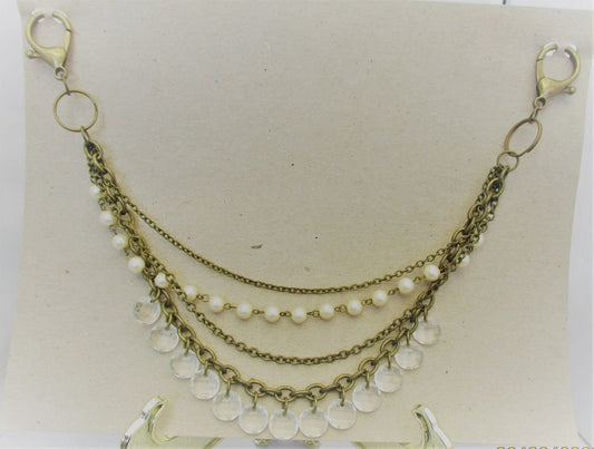 JEAN BLING layered chains with white beads