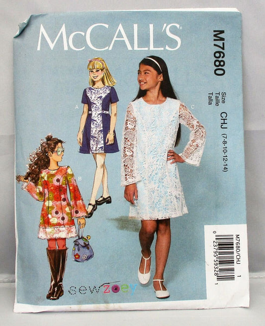 McCALL'S GIRLS DRESSES new and uncut #7680 sizes 7-14