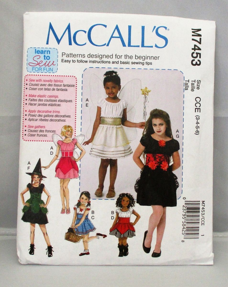 McCALL'S BEGINNER GIRLS multi piece pattern, #7453 sizes 7-14