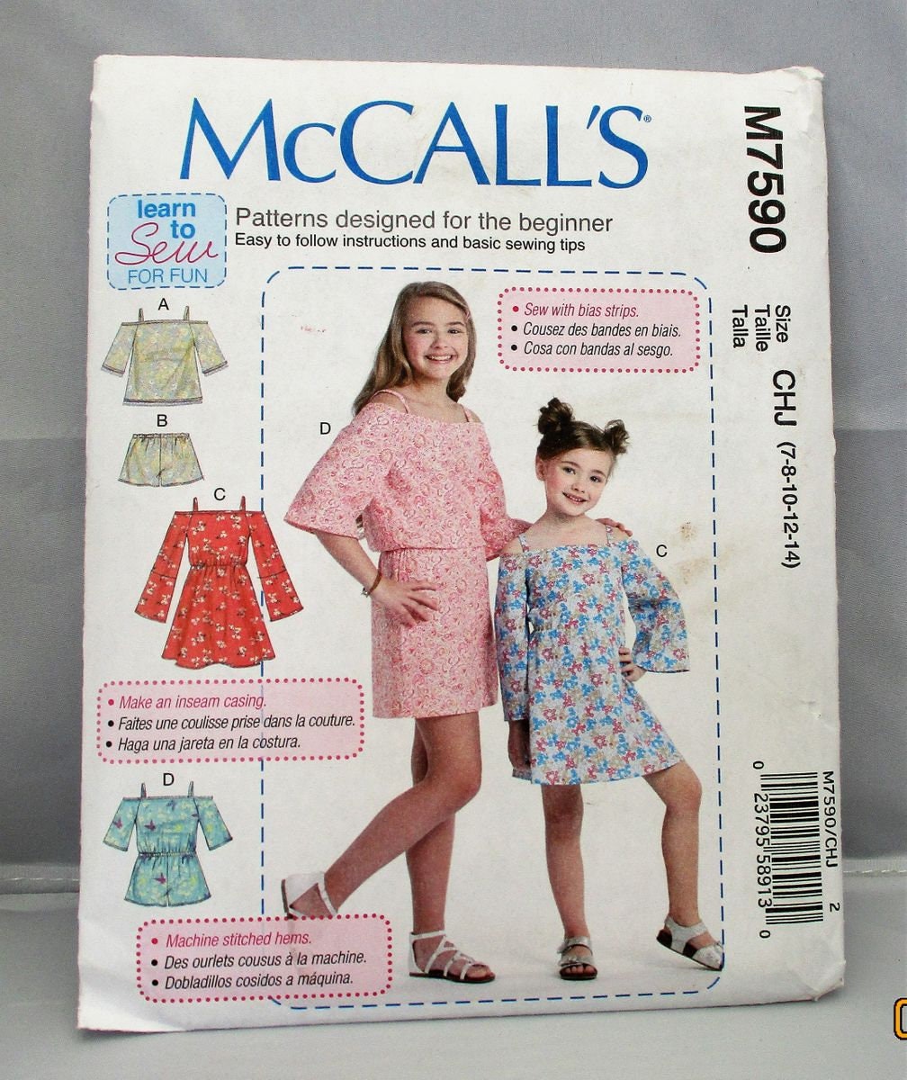 McCALL'S BEGINNER PATTERN new and uncut #7590 sizes 3-6