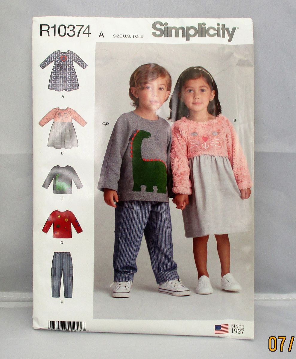 SIMPLICITY TODDLERS OUTFITS boys and girls #10374 size 1/2 to 4