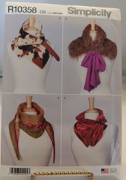 SIMPLICITY MISSES SCARFS 4 styles one size pattern #10358 in new uncut condition