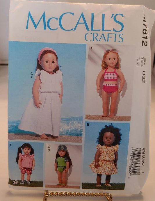 McCALL'S CRAFTS clothes for 18 inch doll variations new uncut condition pattern #7612