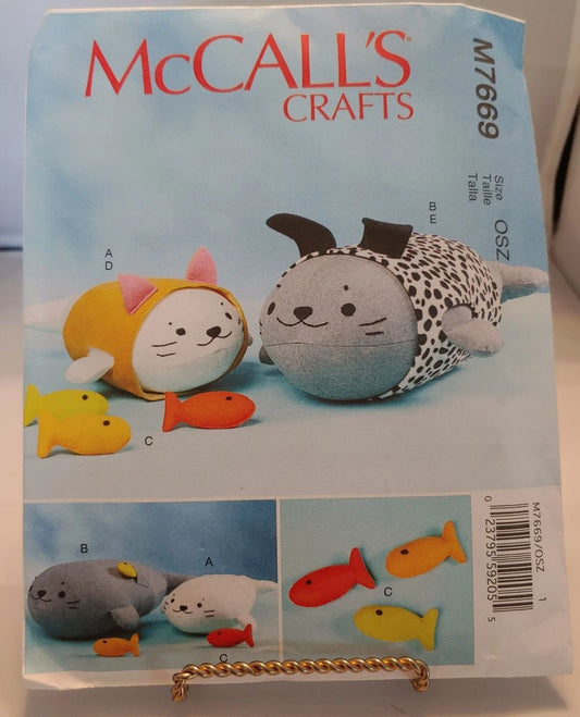 McCALL'S CRAFTS SOFT toys 3 styles one size pattern # 7669 new uncut condition