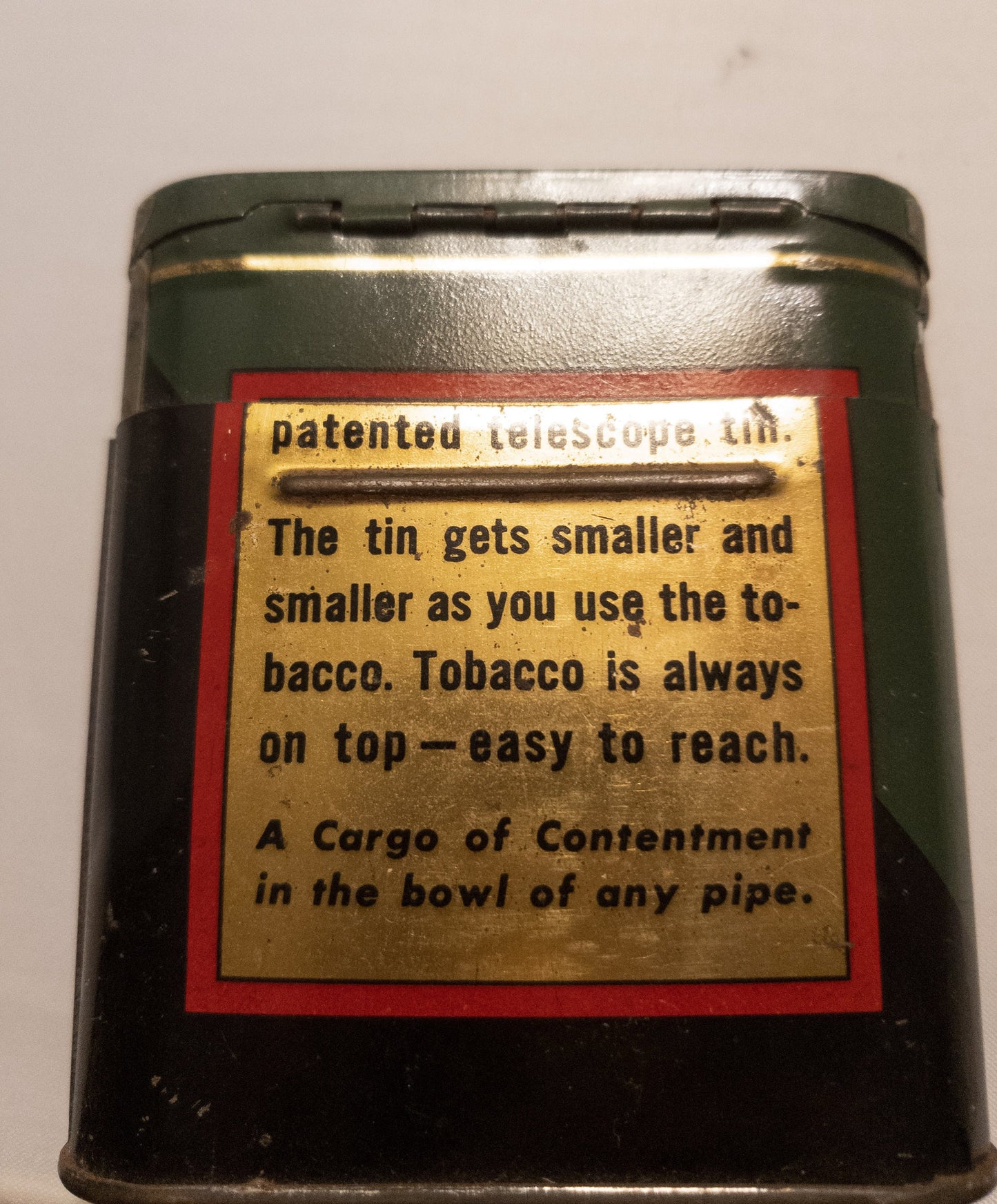 HALF AND HALF, tobacco can, with telescoping inside that moved up as you used the, tobacco tin 1930, tobacciana