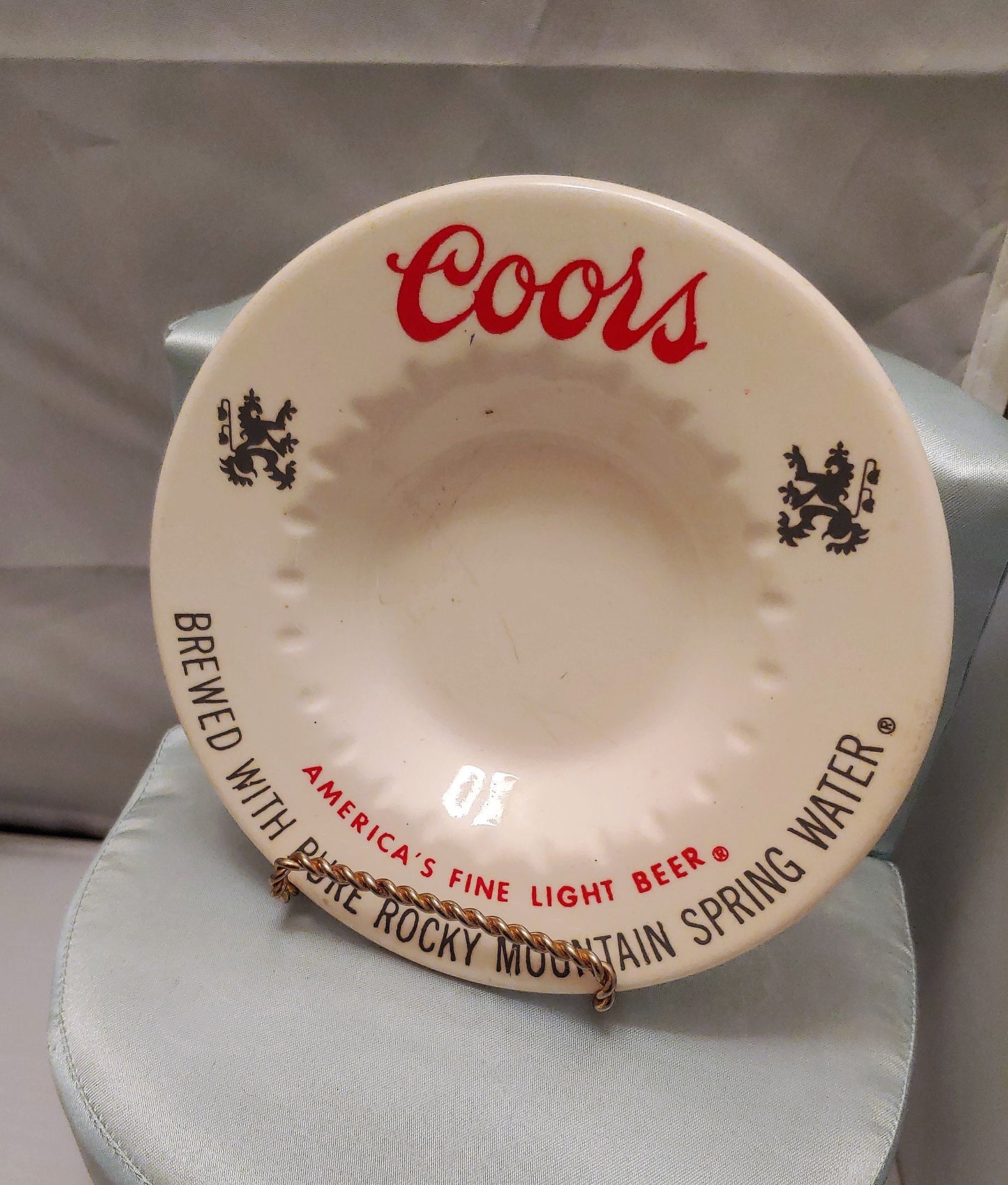 Coors white glass ash tray,  round glass ashtray, vintage ashtray, coors brewing co,