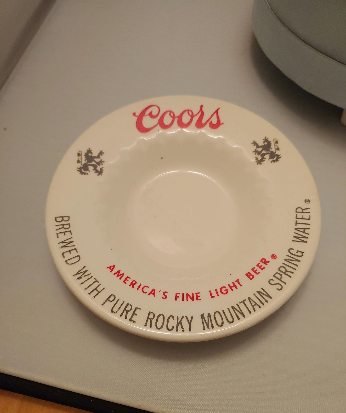 Coors white glass ash tray,  round glass ashtray, vintage ashtray, coors brewing co,