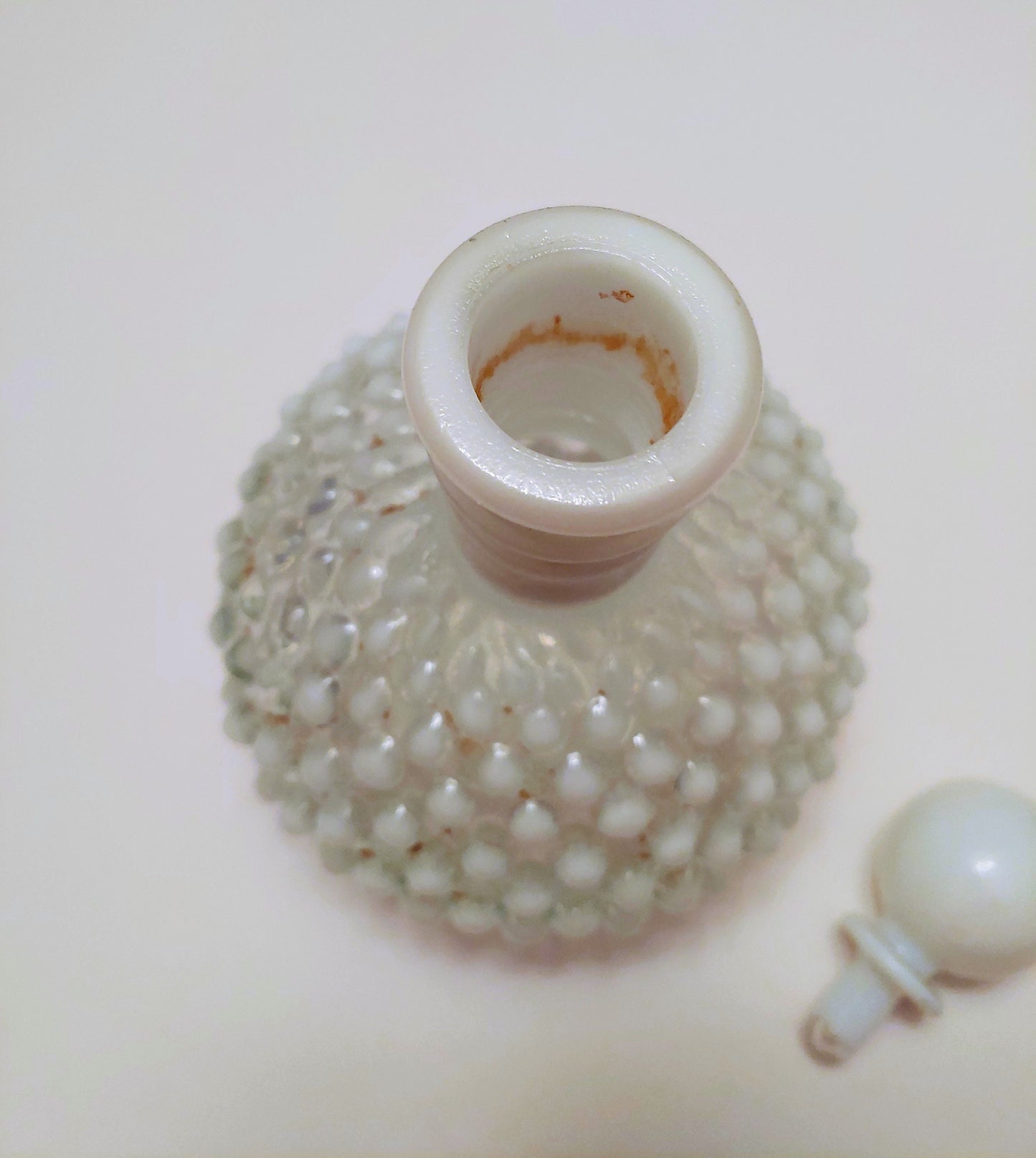 Fenton opalescent hobnail pattern, cologne bottle, barber bottle