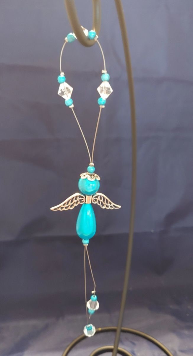 floating angel ornament, angel ornament, window décor, angel sun catcher, tree ornament turquoise