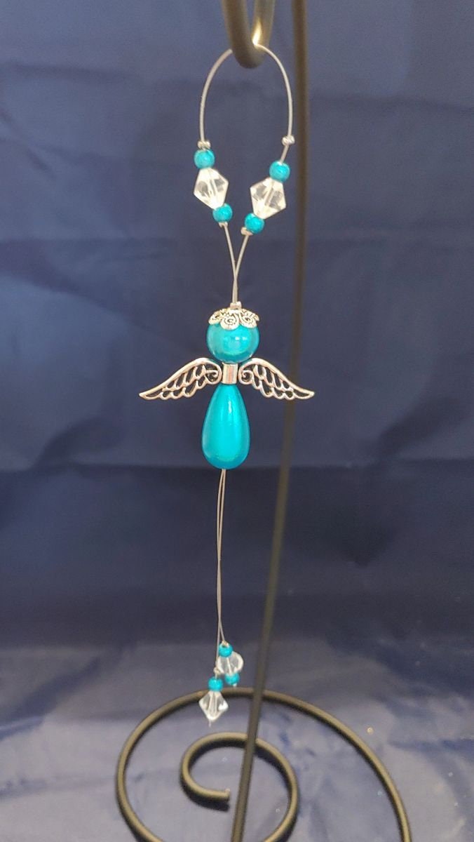 floating angel ornament, angel ornament, window décor, angel sun catcher, tree ornament turquoise