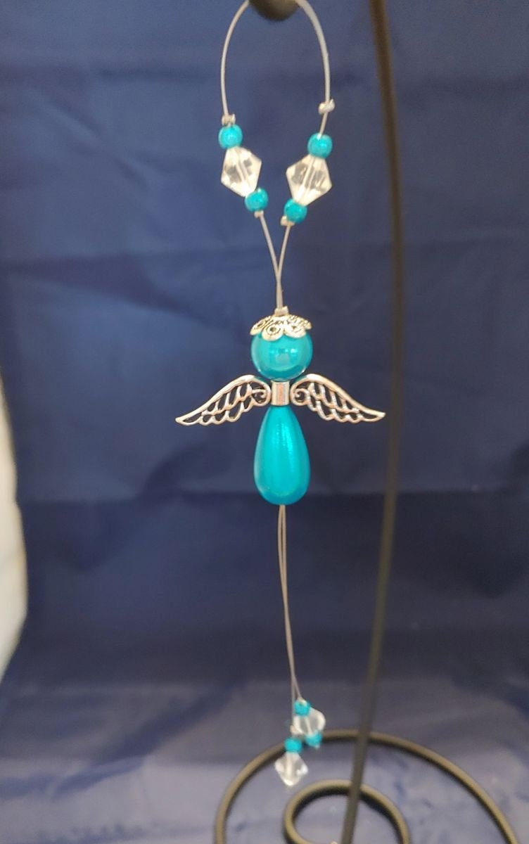 floating angel ornament, angel ornament, window décor, angel sun catcher, tree ornament turquoise