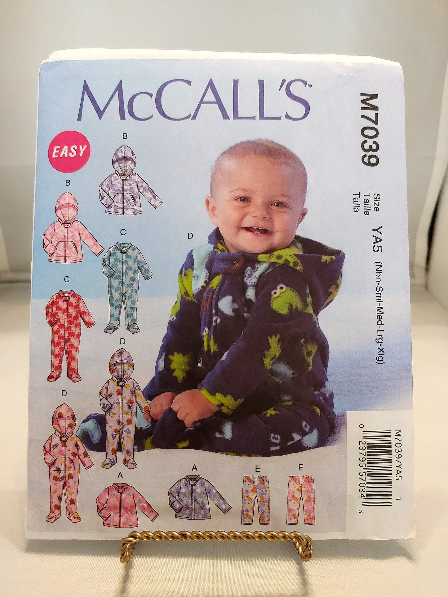 McCalls pattern, McCalls infant wardrobe, infant sewing patterns, number 7039, size neb -xlg,  new uncut condition, easy to make