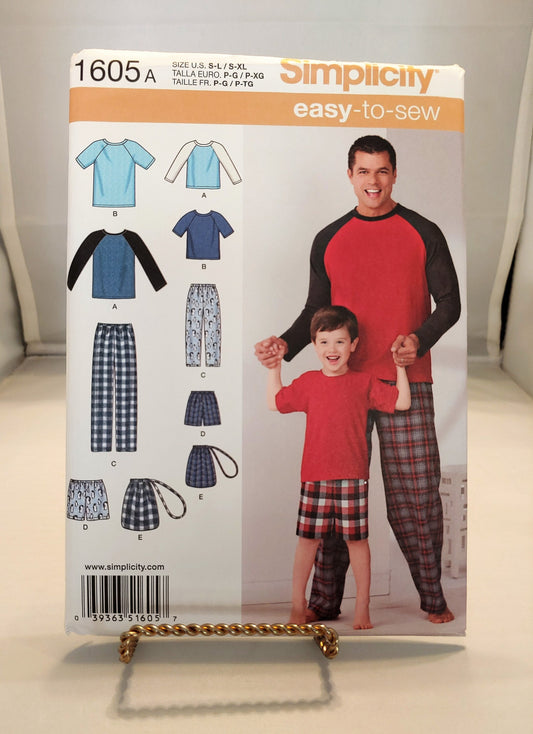 Simplicity pattern, boys adult pants,  lounge pants, boys lounge pants, pants and shorts pattern, easy to sew pattern, 1605,  size sm-xlg,