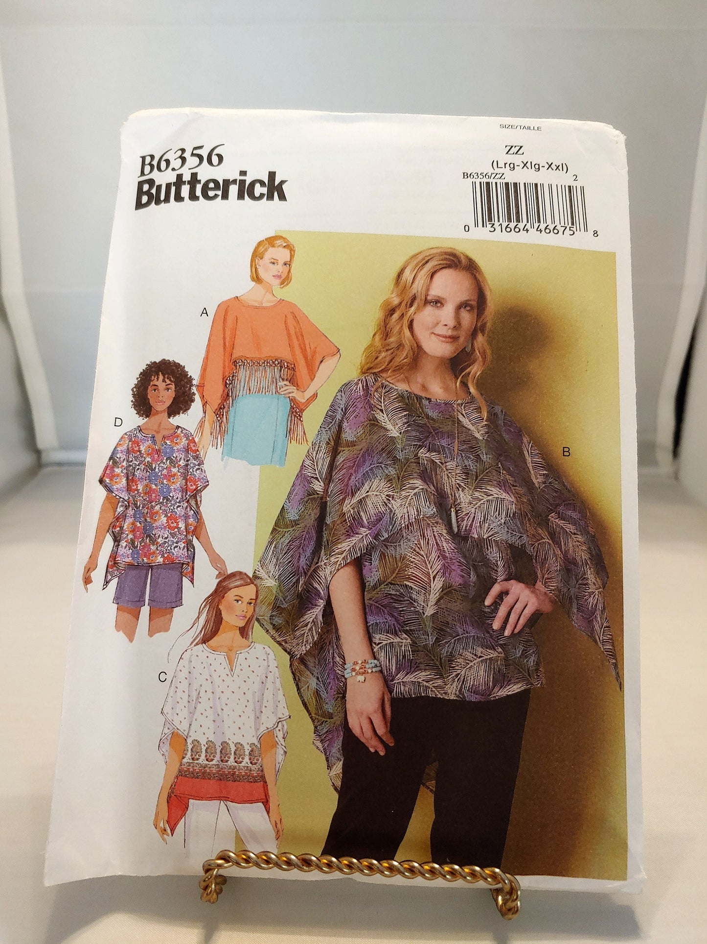 Butterick pattern, misses tunic, womens tunic, loose fitting tunic, womens pullover top, number 6356,  size lg-XXlg, top with variations