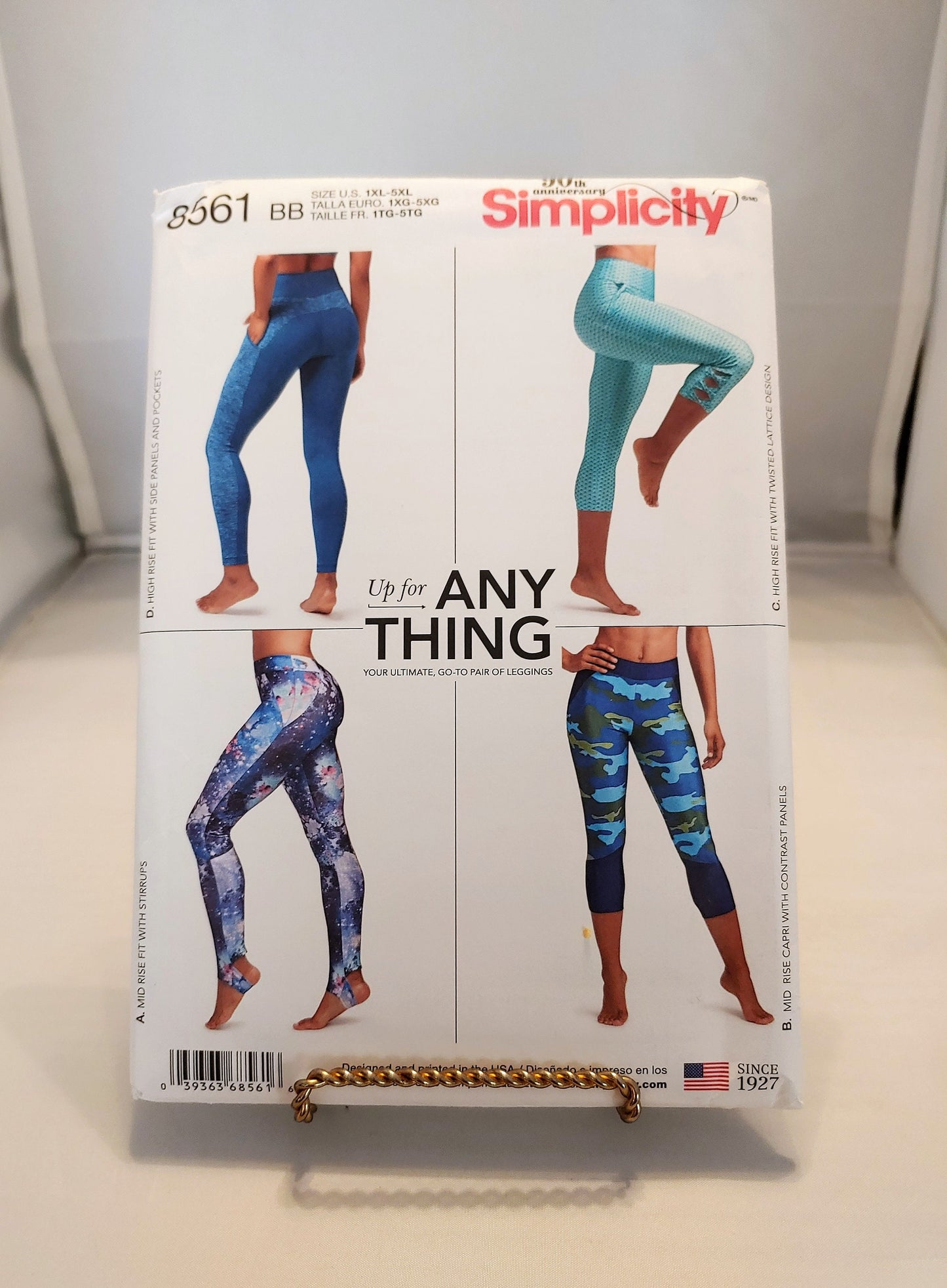 Simplicity pattern,misses and womens leggings. number 8561,  size 1Xlg-5Xlg, 4 styles leggings, new uncut condition, easy to sew