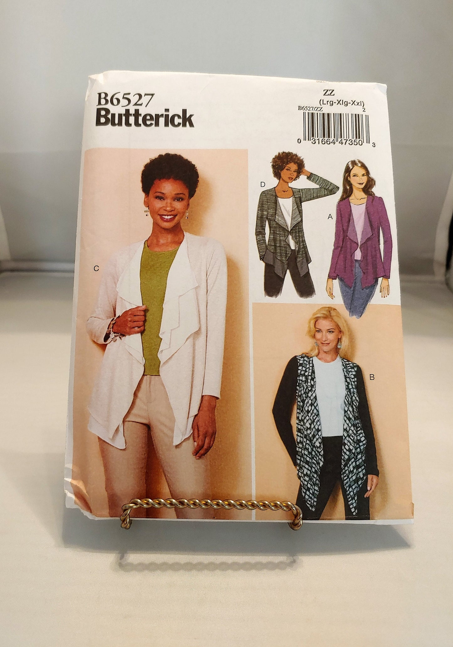 Butterick pattern, misses jacket, close fitting jacket, jacket variations, number 6527, size lg-xxlg, uncut condition