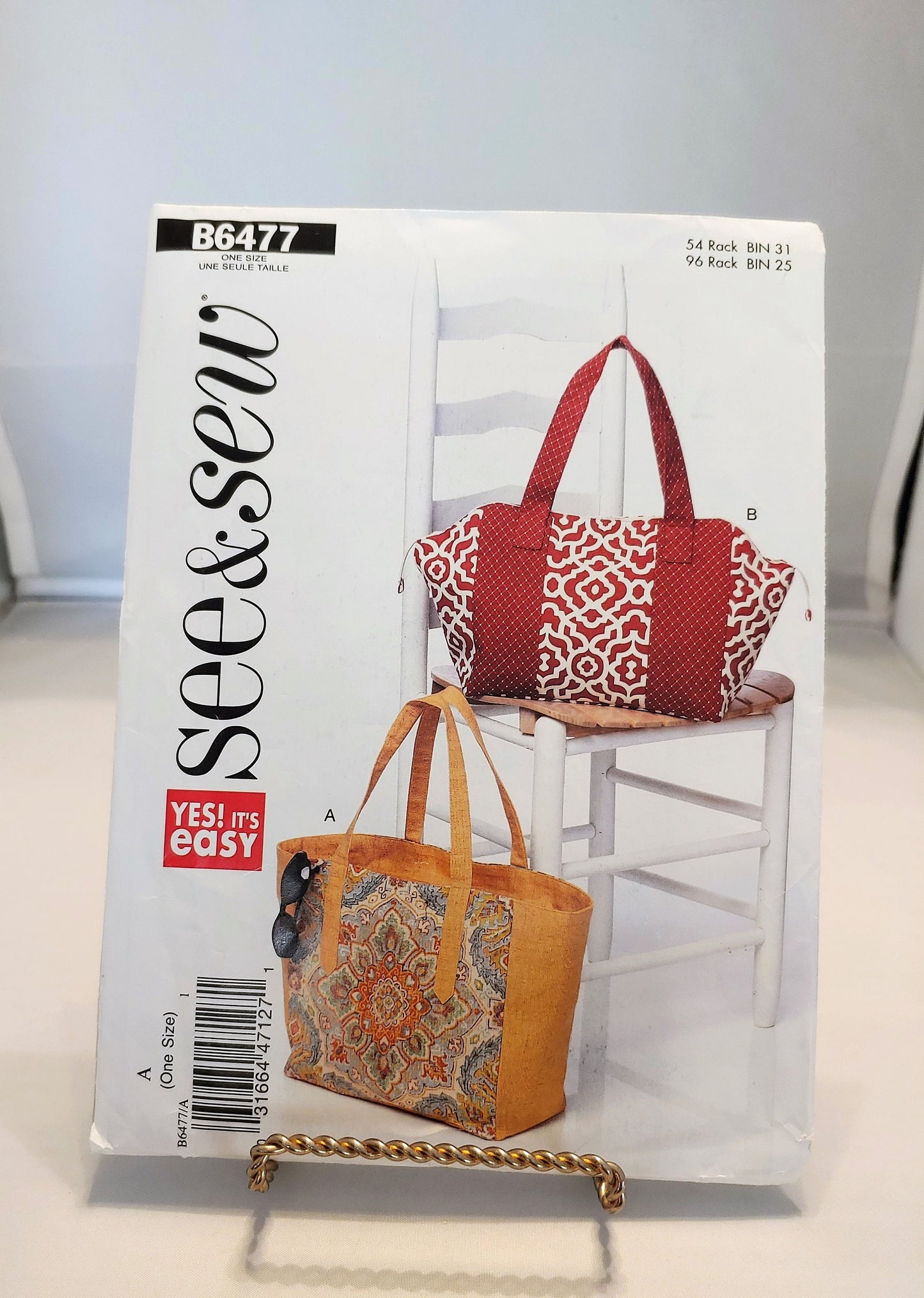 see and sewtote bag pattern, purse pattern, easy to make pattern, craft pattern, sewers gift, number 6477, one size, uncut