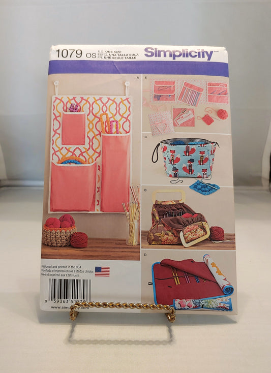 Simplicity pattern, knit caddy, crochet caddy, craft caddy, storage caddy, organizing accessories, number 1079,  0ne size,  uncut condition,