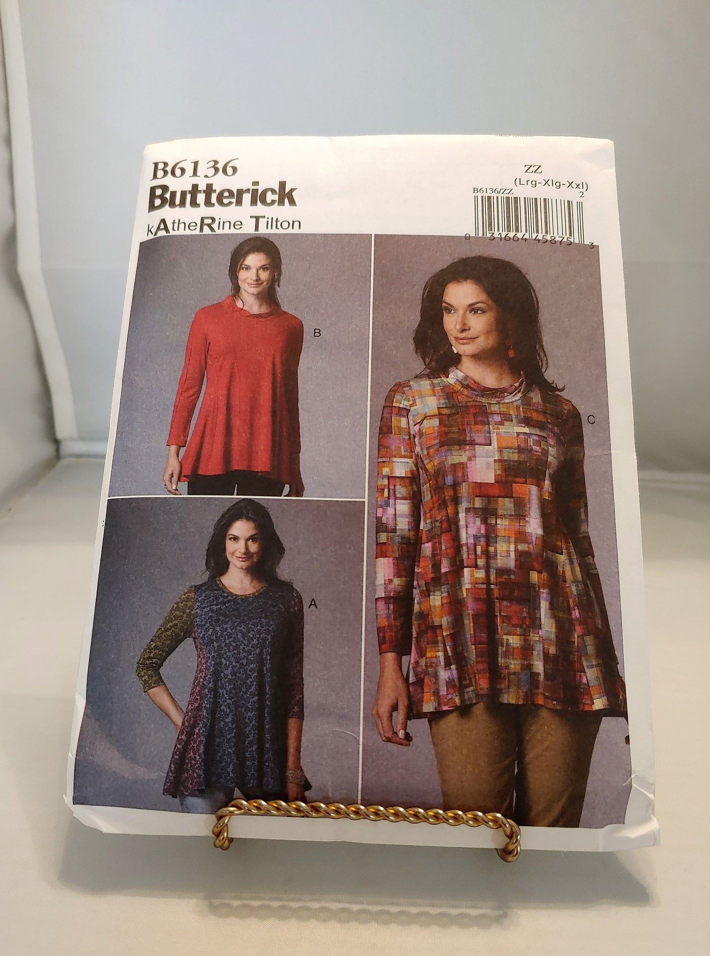 Butterick pattern, misses tunic,  fitted at bust, , pullover tunic, very easy, Katherine tilton,   number 6136,  size sizes lg- XXlg, uncut