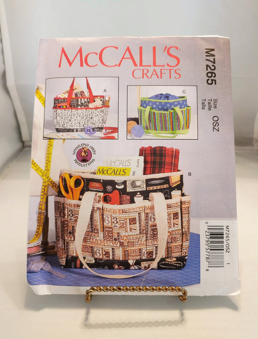 McCalls pattern, bag pattern, purse pattern, gift for sewers, project bags, craft totes, new uncut condition, one size, number 7265