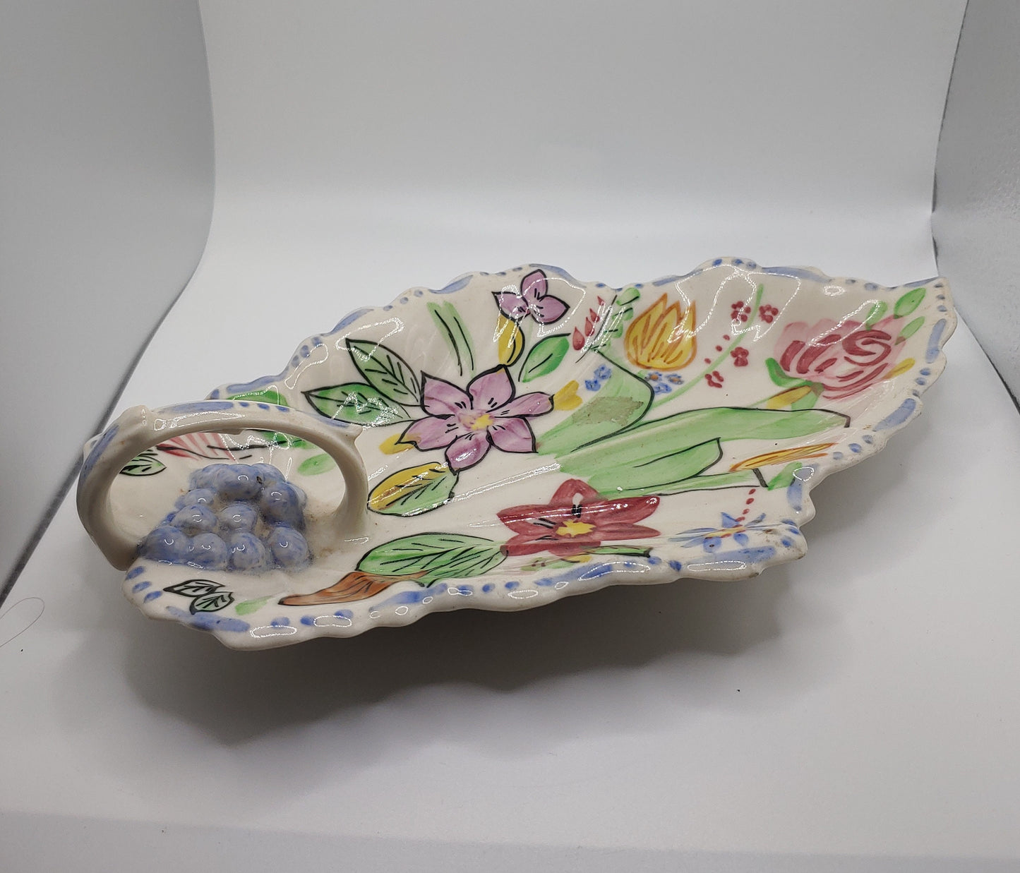 Blue Ridge leaf dish, southern potteries, serving dish, candy dish gift for collectors