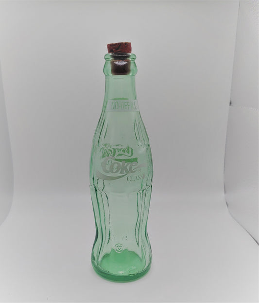 Glass 8 ounce coke bottle, green coke bottle, coke classic bottle, collectible coke bottle, gift for collector