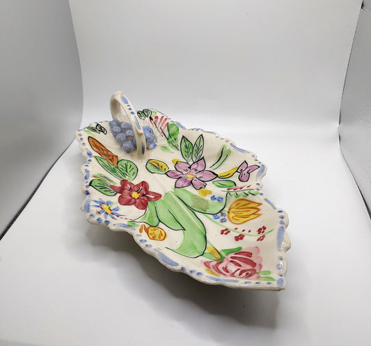 Blue Ridge leaf dish, southern potteries, serving dish, candy dish gift for collectors